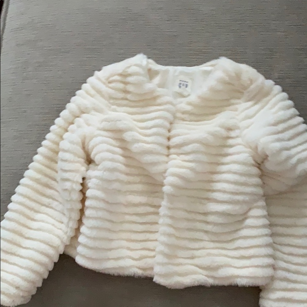 Faux ribbed fur over coat winter white
